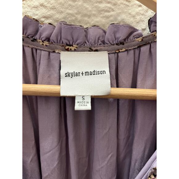 Skylar Madison Purple Floral Smocked Ruffle Dress Cottagecore Milkmaid Fairy S - Picture 6 of 6